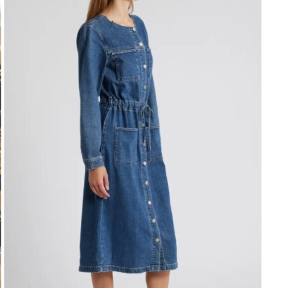 Rails Elysian Long Sleeve Denim Midi Shirtdress Size M Like New - Picture 12 of 13